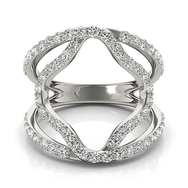 Bids.com 14k White Gold Diamond Flower Style Dual Band Ring (5/8 cttw) Rings
