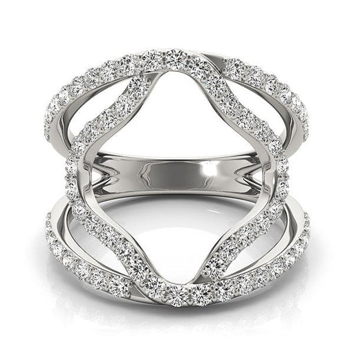 Bids.com 14k White Gold Diamond Flower Style Dual Band Ring (5/8 cttw) Rings