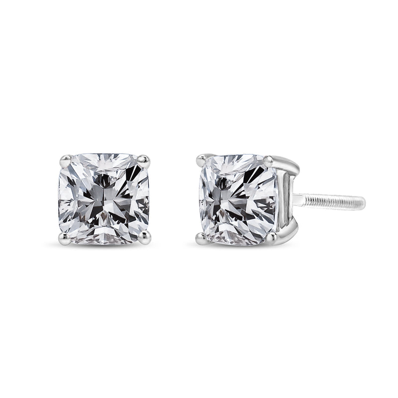 Bids.com 14K White Gold 1 1/2 Cttw Clarity Enhanced Princess Cut Diamond Solitaire Stud Earrings (I-J Color, I1-I2 Clarity) Earrings