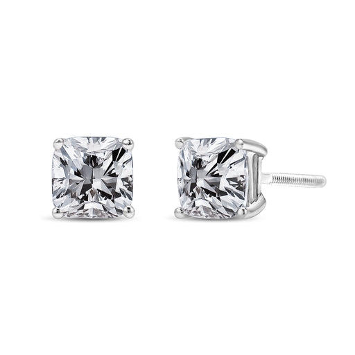 Bids.com 14K White Gold 1 1/2 Cttw Clarity Enhanced Princess Cut Diamond Solitaire Stud Earrings (I-J Color, I1-I2 Clarity) Earrings