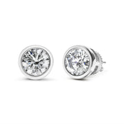 Bids.com 14K White Gold 1.0 Cttw Lab Grown Diamond Screw-Back Classic Bezel Solitaire Stud Earrings (G-H Color, VS2-SI1 Clarity) Earrings