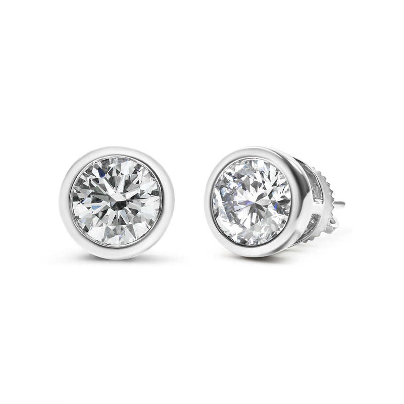Bids.com 14K White Gold 1.0 Cttw Lab Grown Diamond Screw-Back Classic Bezel Solitaire Stud Earrings (G-H Color, VS2-SI1 Clarity) Earrings