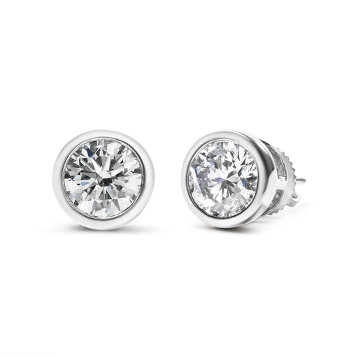Bids.com 14K White Gold 1.0 Cttw Lab Grown Diamond Screw-Back Classic Bezel Solitaire Stud Earrings (G-H Color, VS2-SI1 Clarity) Earrings