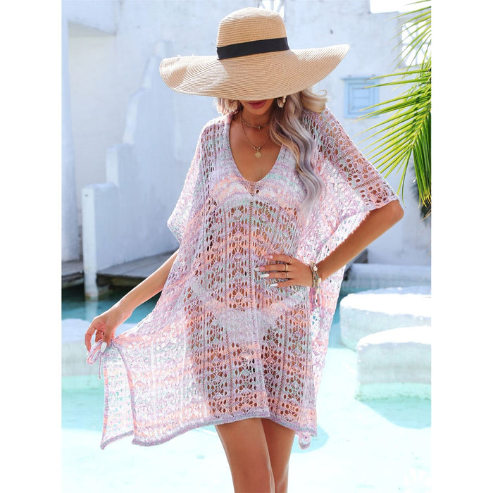 Slit Openwork V-Neck Cover Up