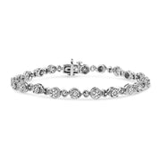 Bids.com .925 Sterling Silver 1.0 Cttw Diamond Swirl Beaded Link Bracelet (I-J Color, I3-Promo Clarity) - 7.25" Inches Bracelets