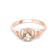 Bids.com 0.75 Carat Genuine Morganite and White Diamond 14K Rose Gold Ring Rings