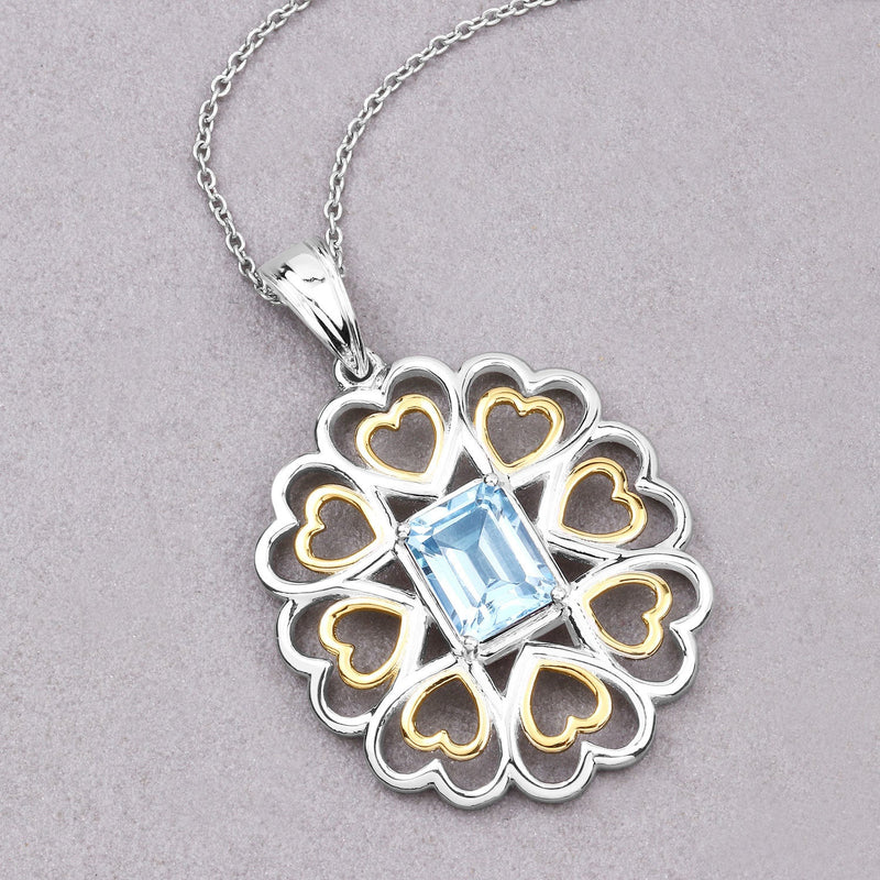 Bids.com 2.60 Carat Genuine Blue Topaz .925 Sterling Silver Pendant Pendants