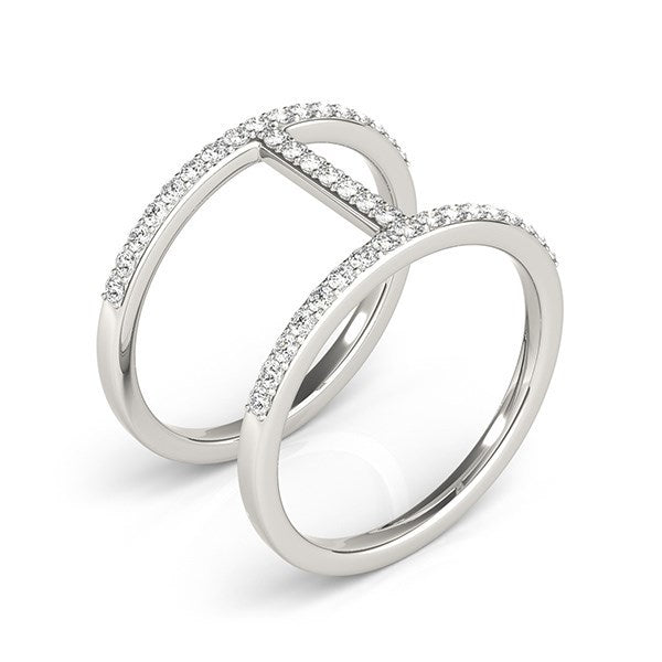 Bids.com 14k White Gold Dual Band Bridge Style Diamond Ring (3/8 cttw) Rings