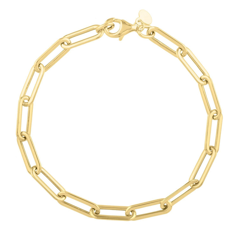 Bids.com 14k Yellow Gold Long Domed Paperclip Chain Bracelet (4.80 mm) Bracelets
