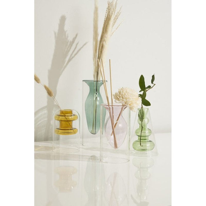 Double Layer Transparent Glass Vase 3 pcs/set