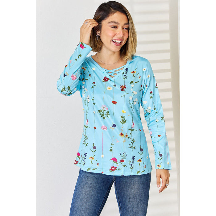 Crisscross Printed Long Sleeve T-Shirt