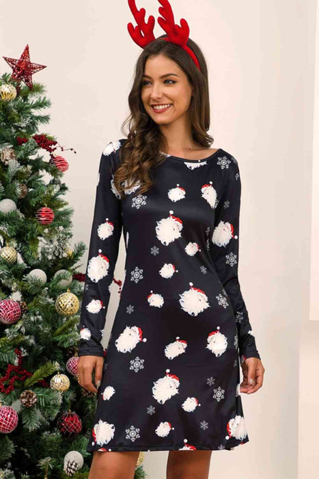 Full Size Christmas Long Sleeve Dress by VYSN