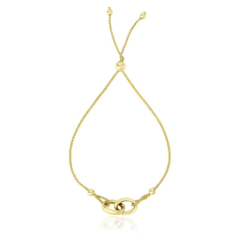 Bids.com 14k Yellow Gold Entwined Rings Adjustable Lariat Style Bracelet Bracelets