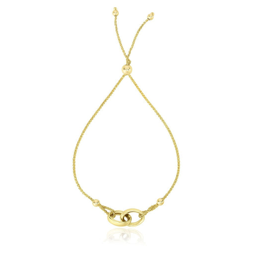 Bids.com 14k Yellow Gold Entwined Rings Adjustable Lariat Style Bracelet Bracelets