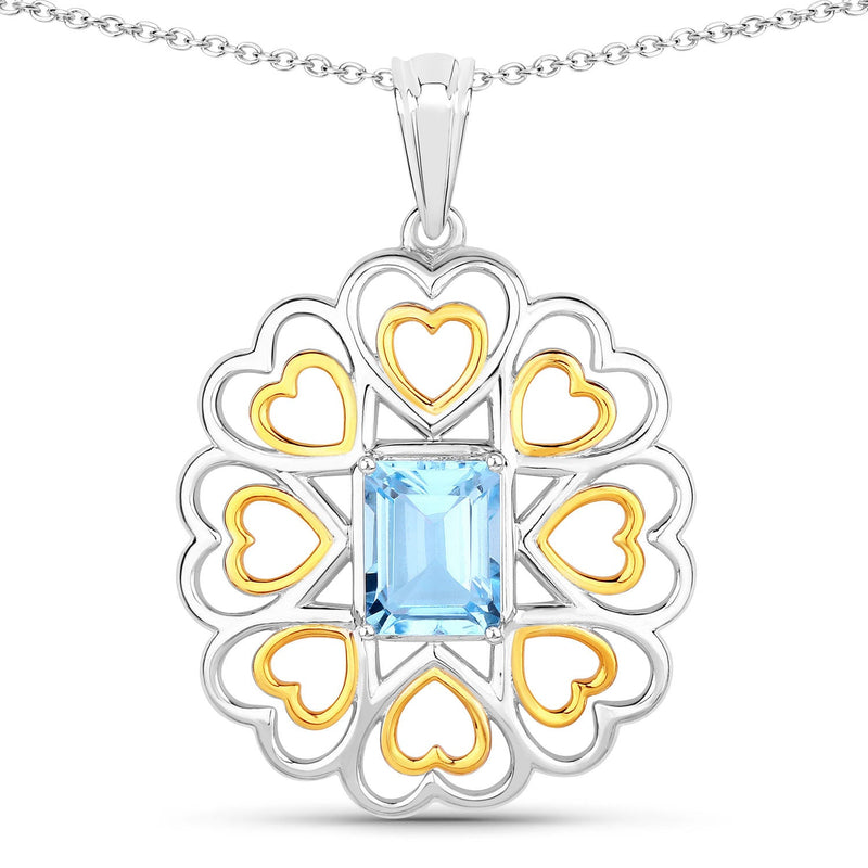 Bids.com 2.60 Carat Genuine Blue Topaz .925 Sterling Silver Pendant Pendants