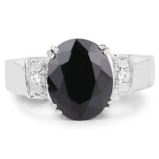 Bids.com 5.29 Carat Genuine Black Sapphire and White Topaz .925 Sterling Silver Ring Rings