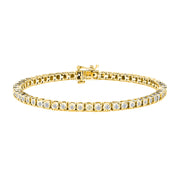 Bids.com .925 Sterling Silver 1.0 Cttw Miracle-Set Diamond Round Faceted Bezel Tennis Bracelet (I-J Color, I3 Clarity) - 7" Bracelets