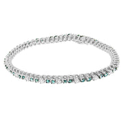 Bids.com 14K White Gold 4 5/8 Cttw Alternating White and Blue Diamond Martini Set Tennis Bracelet (H-I Color, I1-I2 Clarity) - 7" Inches Bracelets