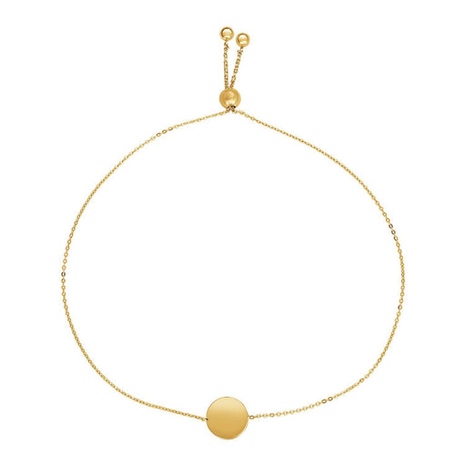 Bids.com Adjustable Bracelet with Shiny Circle in 14k Yellow Gold Bracelets