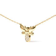 Bids.com 10K Yellow Gold Diamond Accented Bumble Bee Pendant 18" Inch Necklace (H-I Color, I1-I2 Clarity) Necklaces