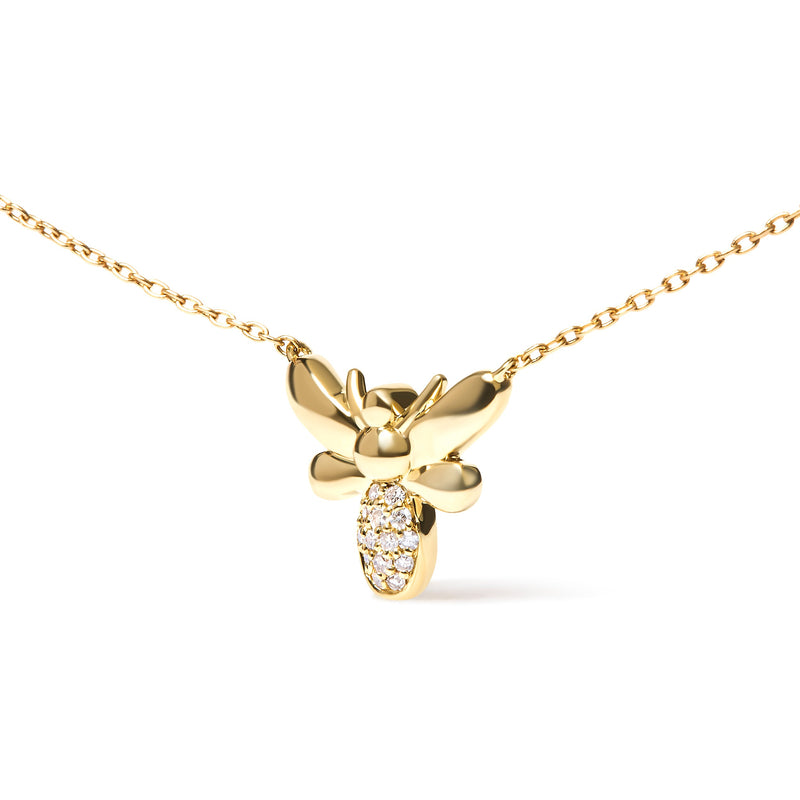 Bids.com 10K Yellow Gold Diamond Accented Bumble Bee Pendant 18" Inch Necklace (H-I Color, I1-I2 Clarity) Necklaces