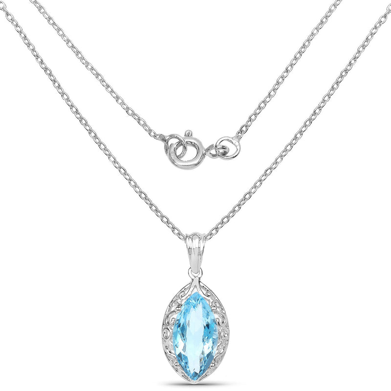 Bids.com 8.22 Carat Genuine Swiss Blue Topaz .925 Sterling Silver Pendant Pendants