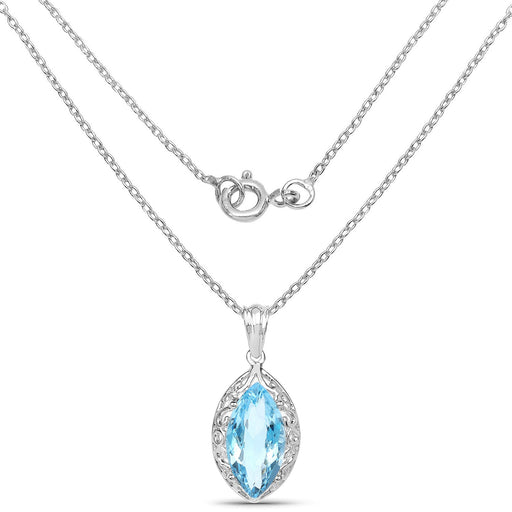 Bids.com 8.22 Carat Genuine Swiss Blue Topaz .925 Sterling Silver Pendant Pendants