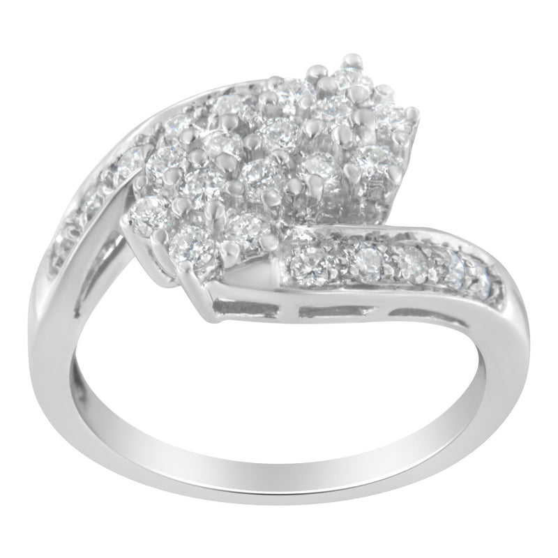 Bids.com 14KT White Gold Diamond Cluster Ring Band (7/8 cttw, H-I Color, I1-I2 Clarity) Rings