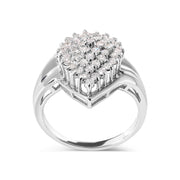 Bids.com 10K White Gold 1/2 Cttw Diamond Pear Shaped Cluster Ring (H-I Color, I1-I2 Clarity) - Ring Size 7 Rings
