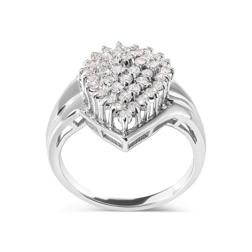 Bids.com 10K White Gold 1/2 Cttw Diamond Pear Shaped Cluster Ring (H-I Color, I1-I2 Clarity) - Ring Size 7 Rings