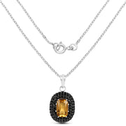 Bids.com 5.85 Carat Genuine Citrine and Black Spinel .925 Sterling Silver Pendant Pendants