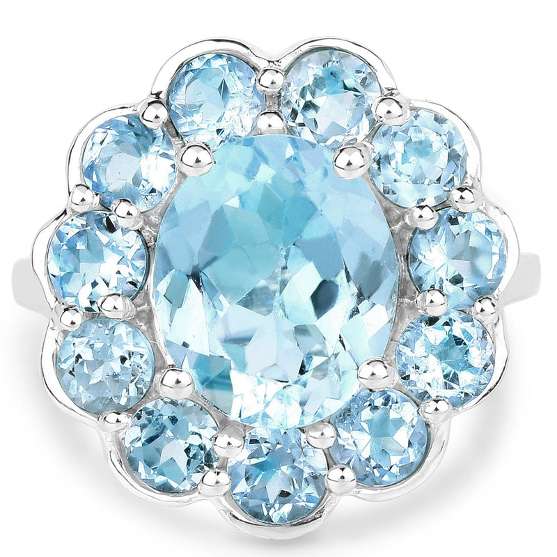 Bids.com 8.67 Carat Genuine Blue Topaz .925 Sterling Silver Ring Rings