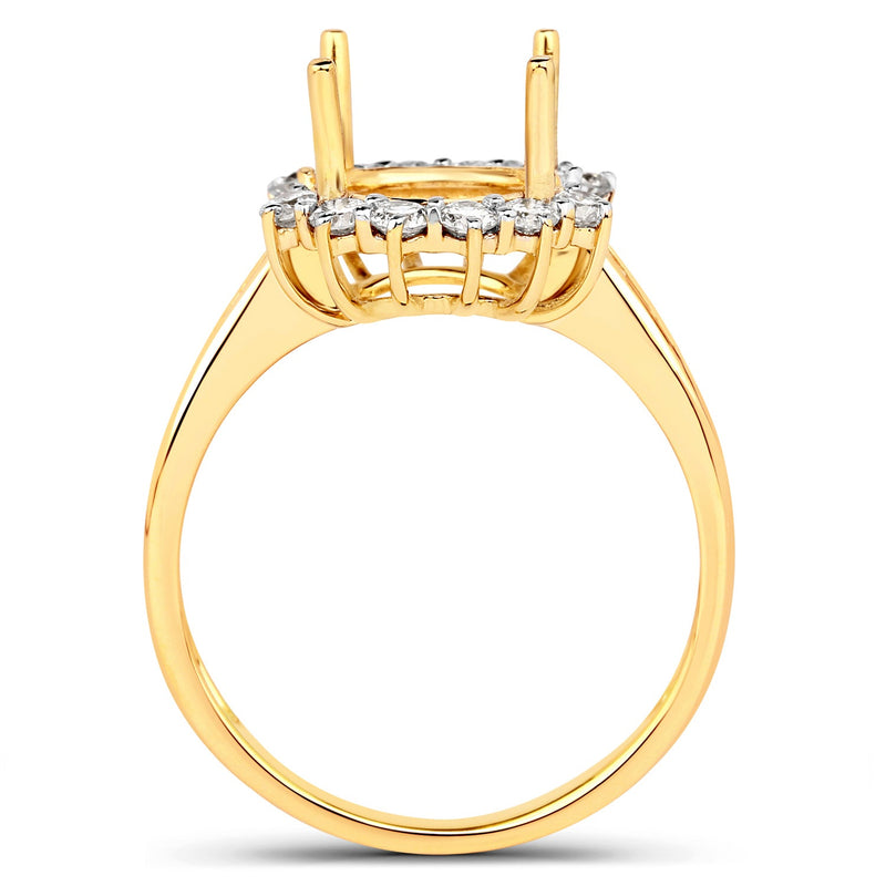 Bids.com 0.58 Carat Genuine White Diamond 14K Yellow Gold Semi Mount Ring - holds 9.00mm Round Gemstone Rings