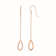 Bids.com Textured Pear Shaped Long Drop Earrings in 14k Rose Gold Earrings