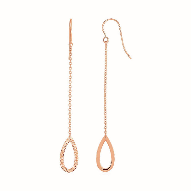 Bids.com Textured Pear Shaped Long Drop Earrings in 14k Rose Gold Earrings