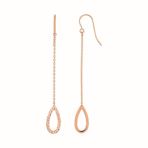 Bids.com Textured Pear Shaped Long Drop Earrings in 14k Rose Gold Earrings