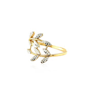 Bids.com 14k Two Tone Gold Crossover Ring with Textured Leaves Rings