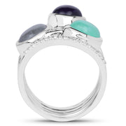 Bids.com 4.00 Carat Genuine Multi Stone .925 Sterling Silver Ring Rings
