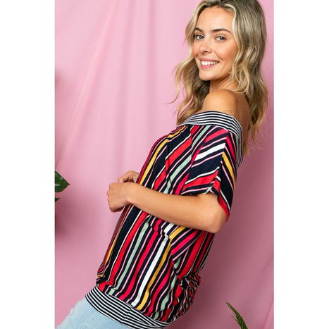 Multi Stripe Off Shoulder Top