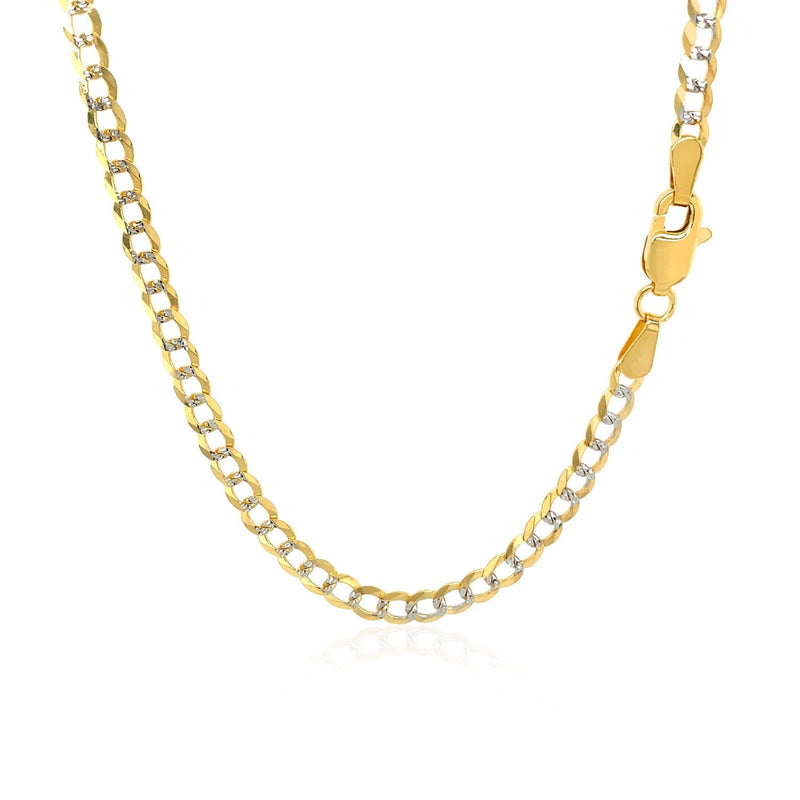 Bids.com 3.2 mm 14k Two Tone Gold Pave Curb Chain Necklaces