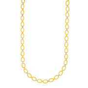 Bids.com 14k Two-Tone Gold Multi-Textured Oval Link Fancy Necklace Necklaces
