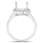 Bids.com 0.58 Carat Genuine White Diamond 14K White Gold Semi Mount Ring - holds 9.00mm Round Gemstone Rings
