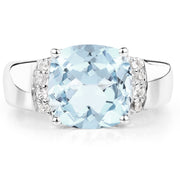 Bids.com 4.58 Carat Genuine Blue Topaz and White Topaz .925 Sterling Silver Ring Rings