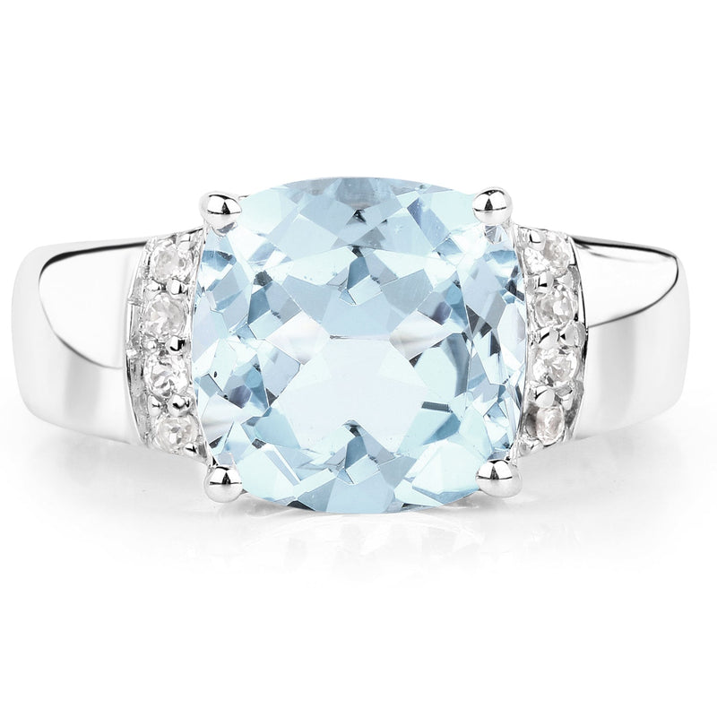Bids.com 4.58 Carat Genuine Blue Topaz and White Topaz .925 Sterling Silver Ring Rings