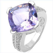 Bids.com 10.30 Carat Genuine Amethyst .925 Sterling Silver Ring Rings