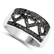 Bids.com 0.32 Carat Genuine Black Diamond .925 Sterling Silver Ring Rings