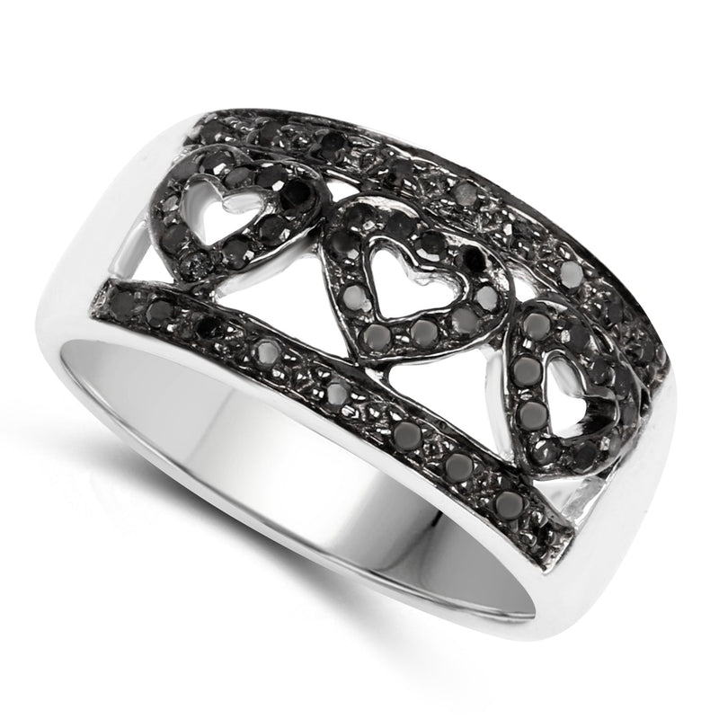 Bids.com 0.32 Carat Genuine Black Diamond .925 Sterling Silver Ring Rings
