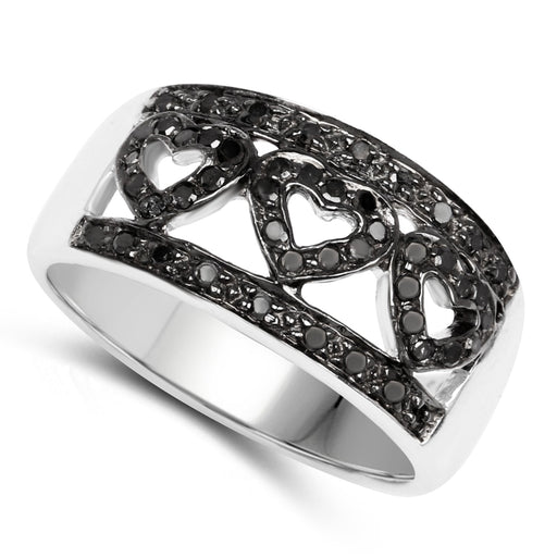 Bids.com 0.32 Carat Genuine Black Diamond .925 Sterling Silver Ring Rings