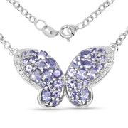 Bids.com 3.31 Carat Genuine Tanzanite & White Topaz .925 Sterling Silver Pendant Pendants