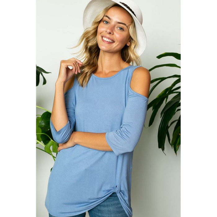 Plus Solid Cold Shoulder Top